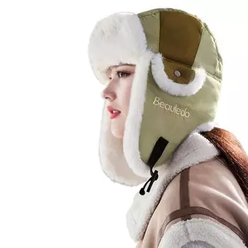 Женская осенне-зимняя утепленная плюшевая шапка-ушанка, ветрозащитная, морозостойкая, с флисовой подкладкой, для электромобиля чёрный