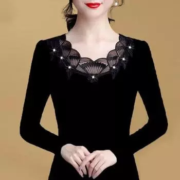 Женская осенне-зимняя утепленная рубашка с длинными рукавами, однотонные топы, прикрывающие живот 4XL