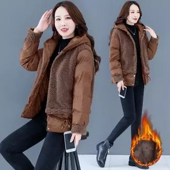 Женская осенне-зимняя утепленная стеганая хлопковая куртка с капюшоном, стильное свободное цветное платье 3XL