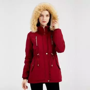 Женская осенне-зимняя утолщенная овечья флисовая свободная съемная кепка на молнии, шикарная куртка S-4XL S бордовый