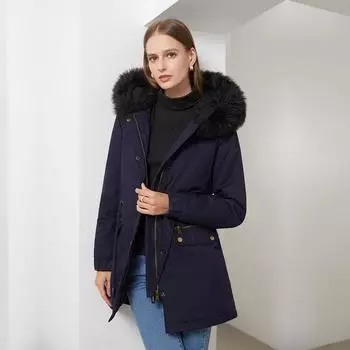 Женская осенне-зимняя утолщенная теплая куртка с капюшоном и длинными рукавами из ягненка, S-4XL S чёрный