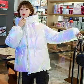 Женская осенне-зимняя утолщенная теплая парка, однотонная свободная короткая куртка с капюшоном, верхняя одежда