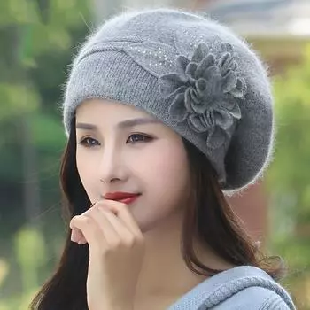 Женская осенне-зимняя утолщенная вязаная теплая шапка с подкладкой, элегантный и удобный берет для защиты ушей света кофе