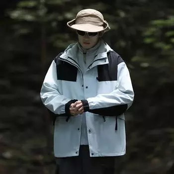 Женская осенне-зимняя ветрозащитная и водонепроницаемая куртка с капюшоном S светло-синий