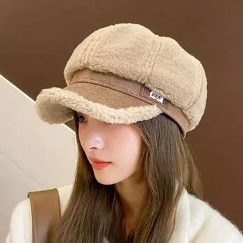 Женская осенне-зимняя восьмиугольная шляпа с короткими полями, ветрозащитная ультра-толстая модная шляпа художника, зимний аксессуар хаки
