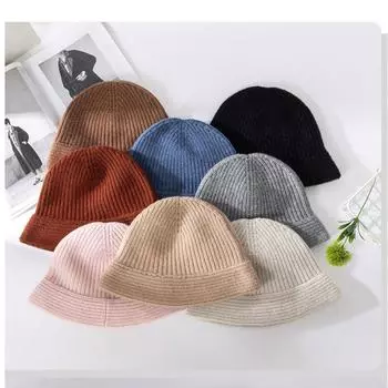 Женская осенне-зимняя вязаная рыбацкая шапка серый