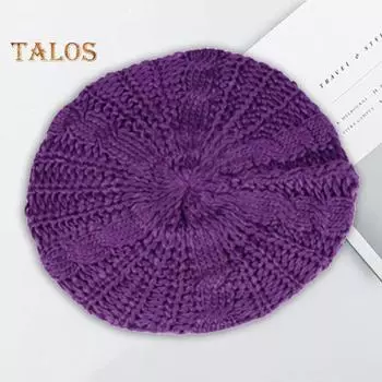 Женская осенне-зимняя вязаная шапка-чепчик, однотонная эластичная витая текстура, сохраняющая тепло, берет, кепка для фотосъемки, для активного отдыха на природе, путешествий, велоспорта светло-серый