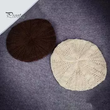 Женская осенне-зимняя вязаная шапка-чепчик, однотонная эластичная витая текстура, сохраняющая тепло, берет, кепка для фотосъемки, для активного отдыха на природе, путешествий, велоспорта бежевый