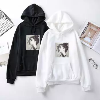 Женская осенняя бархатная толстовка с капюшоном, женские свободные толстовки с длинным рукавом для студентов L белый