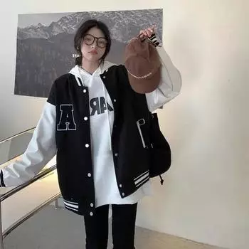 Женская осенняя бейсбольная одежда с надписью Loose Letter Casual Top 3XL