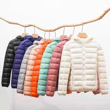 Женская осенняя белая куртка-пуховик с капюшоном, ветрозащитная, теплая, повседневная, зимняя, S-6XL S