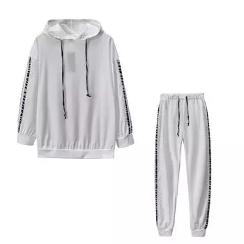 Женская осенняя европейская и американская женская мода повседневная спортивная одежда из двух частей XXL белый