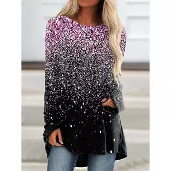 Женская осенняя футболка, модная футболка большого размера, уличная одежда Harajuku, футболка с круглым вырезом и длинным рукавом, новая женская повседневная футболка S