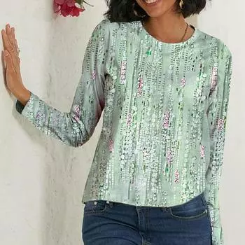 Женская осенняя футболка с длинным рукавом и круглым вырезом S