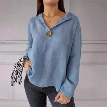 Женская осенняя хлопковая конопляная футболка с капюшоном и одной пуговицей, однотонная футболка с узором «ласточкин хвост» S абрикосовый