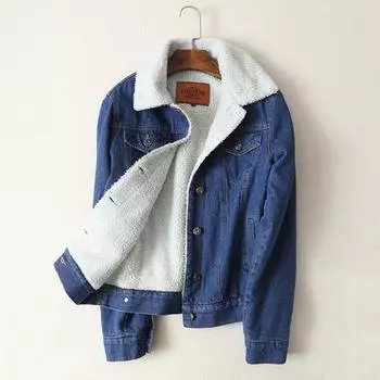 Женская осенняя куртка с отложным воротником из овечьей шерсти, женская джинсовая куртка, верхняя одежда, женское пальто S
