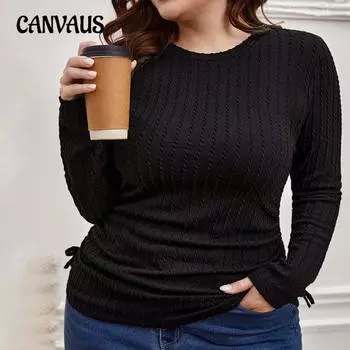 Женская осенняя мода Простое все с круглым вырезом, утягивающее внутри топа 1XL чёрный