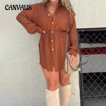 Женская осенняя новая модная однотонная рубашка с длинными рукавами S чёрный