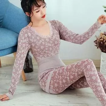 Женская осенняя одежда, нижняя рубашка с длинными рукавами, хлопковое термобелье, хлопковый свитер больших размеров, костюм XXL