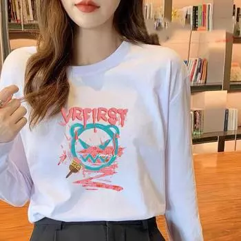 Женская осенняя повседневная белая футболка с длинным рукавом, блузка, топы S