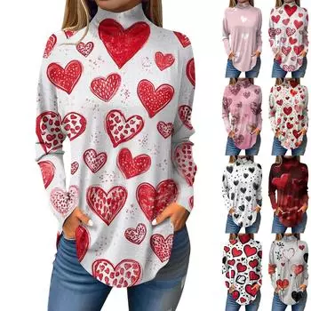 Женская осенняя повседневная рубашка с длинным рукавом, толстовка с принтом, топ с высоким воротом, пуловер L бежевый