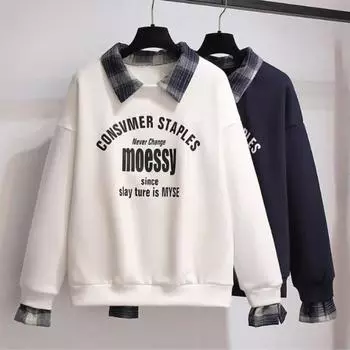 Женская осенняя рубашка поло с воротником и длинным рукавом, свободный принт, иностранный стиль, модный нишевый топ S белый