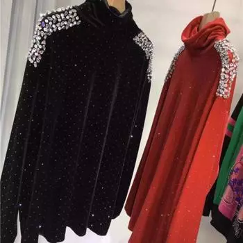 Женская осенняя рубашка с короткими рукавами и высоким воротом, свободные топы средней длины 4XL чёрный