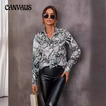 Женская осенняя рубашка с принтом и галстуком, однобортная, с длинным рукавом S