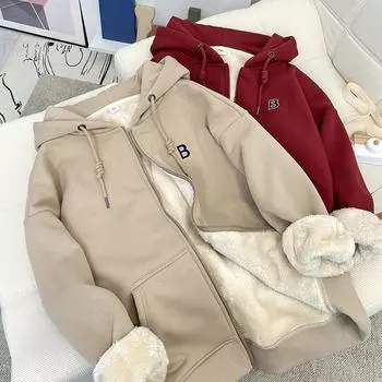 Женская осенняя туника-кардиган больших размеров с короткими подкладками, утолщенная, свободная, простая, теплая, удобная, с застежкой-молнией и баской 2XL