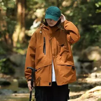 Женская осенняя ветрозащитная водонепроницаемая куртка с капюшоном для пар и отдыха в горах и на открытом воздухе M чёрный