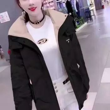 Женская парка с хлопковой набивкой из гагачьего пуха, зимняя новая короткая теплая куртка с хлопковой набивкой, модная верхняя одежда, утолщенное пальто, женская S