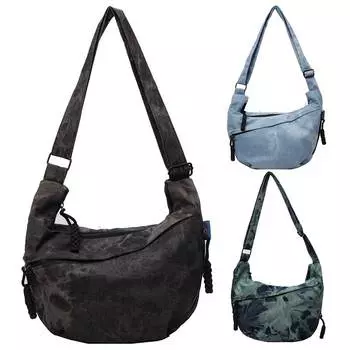 Женская парусиновая модная сумка через плечо с несколькими карманами, сумка через плечо в форме полумесяца, повседневная сумка-мессенджер с регулируемым ремешком, простая сумка-саквояж синий