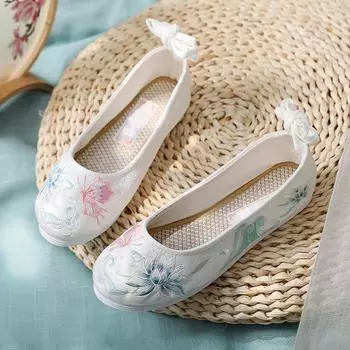 Женская парусиновая обувь, древняя китайская традиционная танцевальная обувь ханьфу, туфли на плоской подошве с вышивкой, восточная женская обувь ханьфу 41