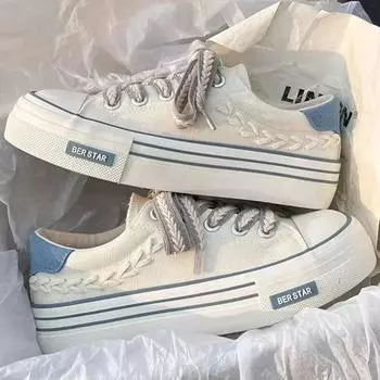 Женская парусиновая обувь на платформе для активного отдыха, увеличивающая рост, массивные кроссовки для молодых девушек, для тренировок на открытом воздухе, женская повседневная обувь 35 чёрный