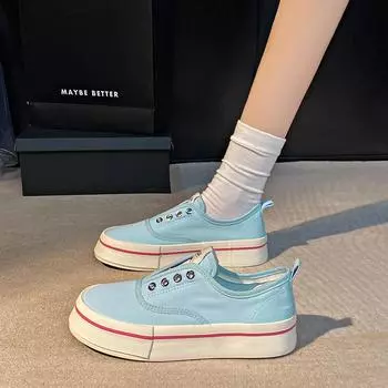 Женская парусиновая обувь на платформе, увеличивающие рост массивные кроссовки для молодых девушек, уличные кроссовки, женская обувь на толстой подошве 35