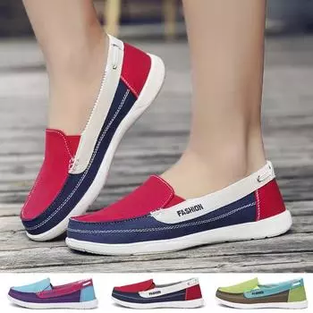 Женская парусиновая обувь, низкая дышащая женская однотонная повседневная обувь на плоской подошве 36 красный