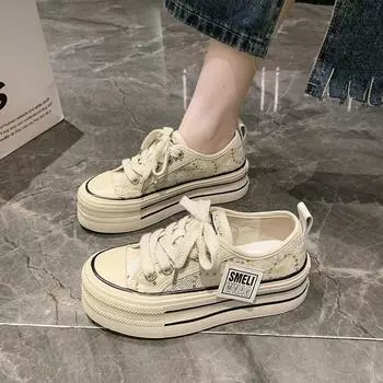 Женская парусиновая обувь, новые летние сетчатые дышащие женские туфли увеличенного размера, модные женские повседневные спортивные белые туфли 35