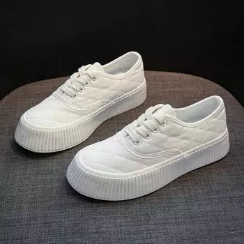 Женская парусиновая обувь, трендовые весенние дышащие удобные прогулочные вулканизированные туфли на шнуровке, женские повседневные модные лоферы на плоской подошве 35
