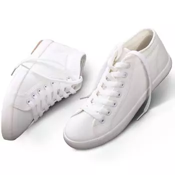 Женская парусиновая обувь, женские модные летние повседневные кроссовки, студенческая повседневная обувь, высокие женские вулканизированные туфли, весна-осень 36 белый