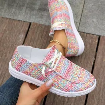 Женская парусиновая повседневная обувь на весну и осень, туфли больших размеров с круглой головкой в тон на толстой подошве 43 чёрный