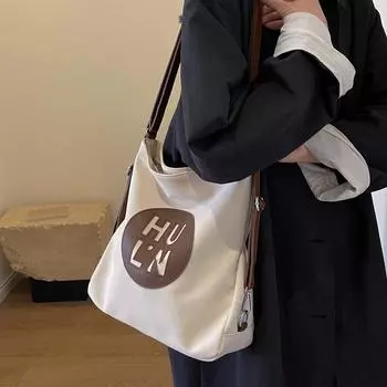 Женская парусиновая сумка большой емкости, сумка через плечо, сумка для покупок через плечо чёрный