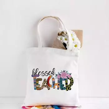 Женская парусиновая сумка для покупок, подарок учителю, сумка на плечо, большая женская дорожная сумка, многоразовая женская сумка-шоппер для продуктов 24*26cm