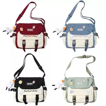 Женская парусиновая сумка-мессенджер, молодежная женская модная сумка на плечо, студенческая большая вместительная женская сумка через плечо, женская сумка красный