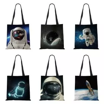 Женская парусиновая сумка на плечо для аэрокосмической космонавтики Harajuku 2022, многоразовая повседневная сумка большой вместимости, дорожная сумка-тоут для книг