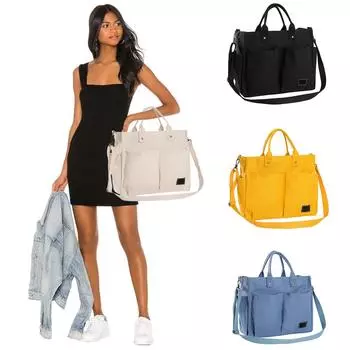 Женская парусиновая сумка на плечо с молнией, повседневная пляжная сумка, сумка-тоут, тканевая сумка, повседневные сумки для работы, путешествий, покупок One Size