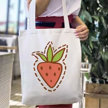 Женская парусиновая сумка на плечо, шикарная сумка для покупок с клубничным принтом, женская сумка в стиле Харадзюку, многоразовая сумка-шопер на плечо 24*26cm