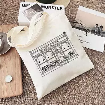 Женская парусиновая сумка на плечо Shopper London Daunt Books Ежедневные сумки для покупок Студенты Сумка для книг Сумки из хлопчатобумажной ткани Сумка для девочек 24*26cm