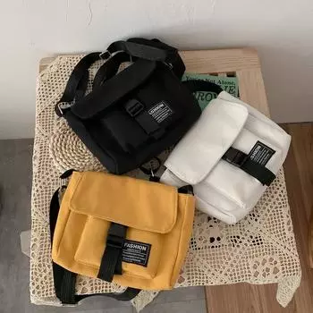 Женская парусиновая сумка, стильная маленькая сумка для девочек, сумки на плечо, женская сумка-мессенджер через плечо, студенческая сумка, кошелек, сумка для телефона чёрный