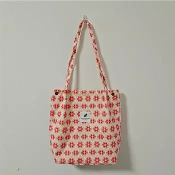 Женская печатная сумка-тоут Повседневная большая вместимость Вельветовая парусиновая сумка-тоут Женская дорожная плюшевая сумка через плечо