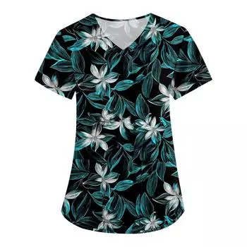 Женская печатная униформа рабочая униформа с V-образным вырезом и карманами защитная униформа защитная униформа S